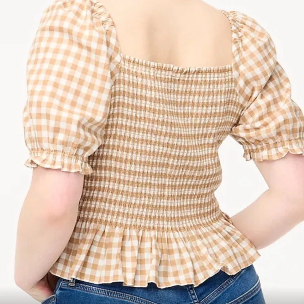 J. Crew Tan Gingham Blouse NWOT Sz 2X